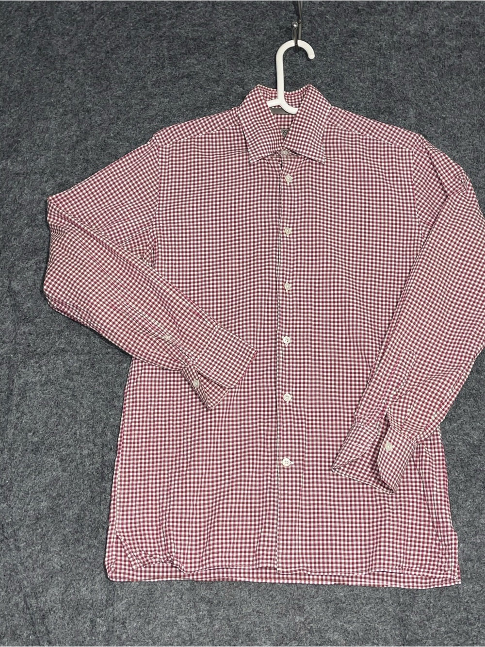 Canali Men's Red Gingham plaid Button-Down Shirt long sleeve work preppy small